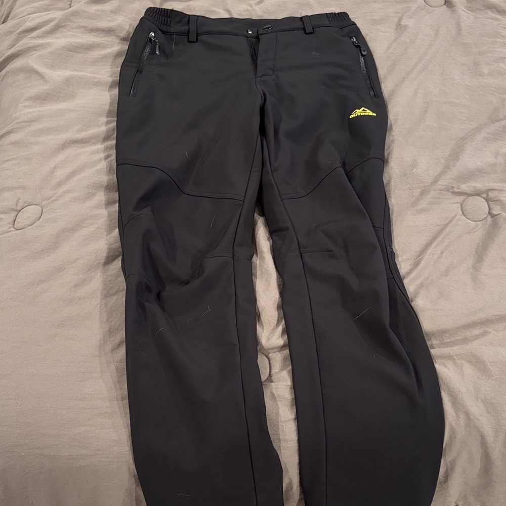 Black Fleece-Lined Waterproof Pants